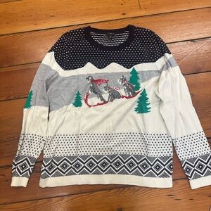 Talbots Festive Sweater with Sledding Design